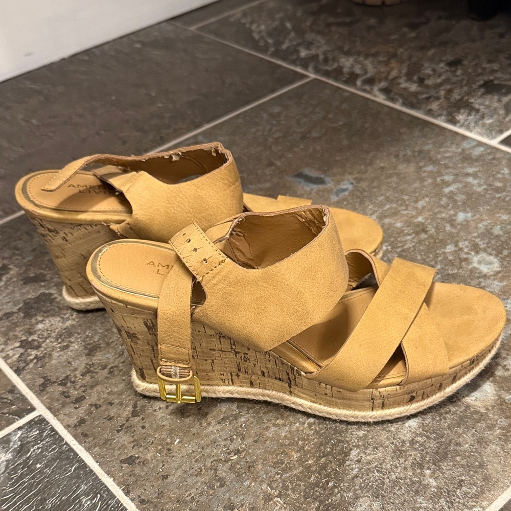 American Living Tan Wedge Sandals